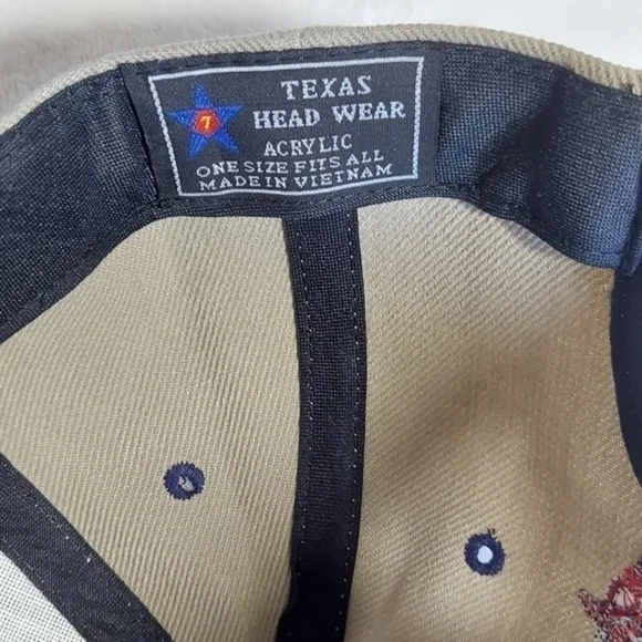 Texas Head Wear Western Native American Inspired Tan Baseball Cap with appliques - Picture 9 of 10